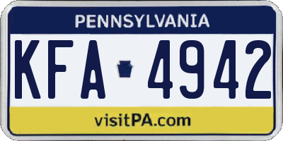 PA license plate KFA4942