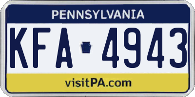 PA license plate KFA4943