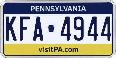 PA license plate KFA4944