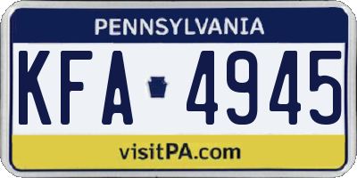 PA license plate KFA4945