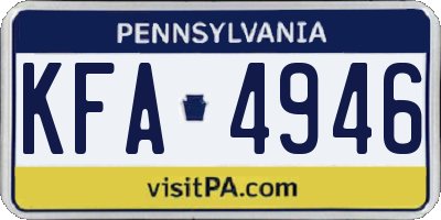 PA license plate KFA4946