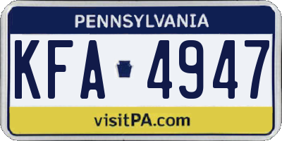 PA license plate KFA4947