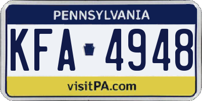 PA license plate KFA4948