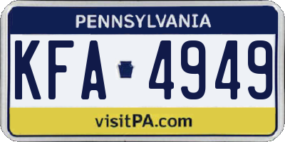 PA license plate KFA4949