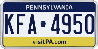 PA license plate KFA4950