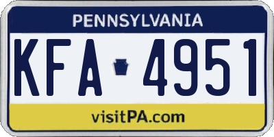 PA license plate KFA4951