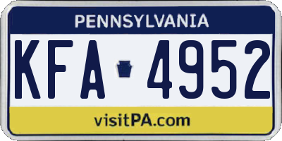 PA license plate KFA4952