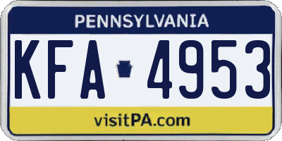 PA license plate KFA4953