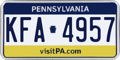 PA license plate KFA4957