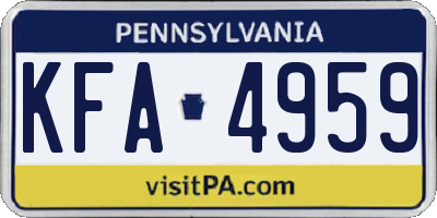 PA license plate KFA4959