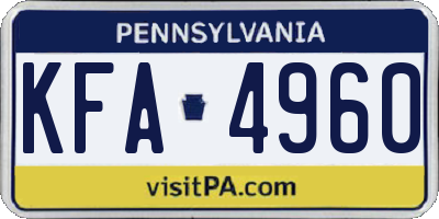 PA license plate KFA4960