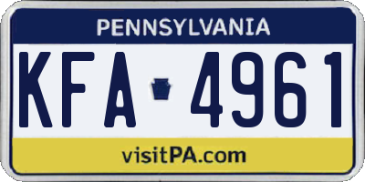 PA license plate KFA4961