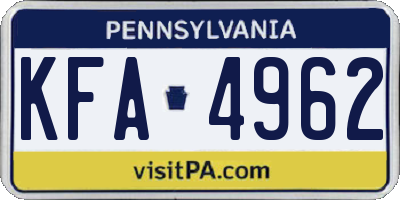 PA license plate KFA4962
