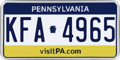 PA license plate KFA4965