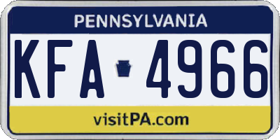 PA license plate KFA4966