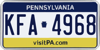 PA license plate KFA4968