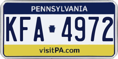 PA license plate KFA4972