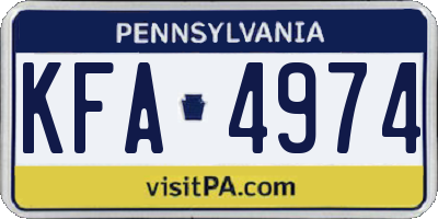 PA license plate KFA4974