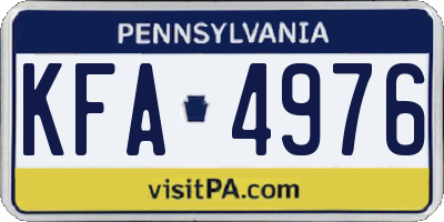 PA license plate KFA4976