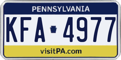 PA license plate KFA4977