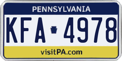 PA license plate KFA4978