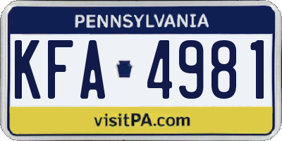 PA license plate KFA4981