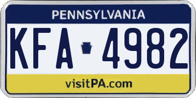 PA license plate KFA4982