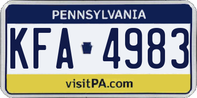 PA license plate KFA4983