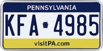 PA license plate KFA4985