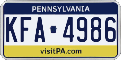 PA license plate KFA4986