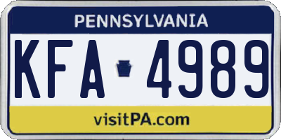 PA license plate KFA4989