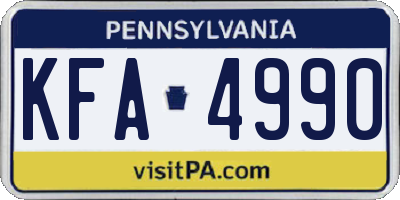 PA license plate KFA4990