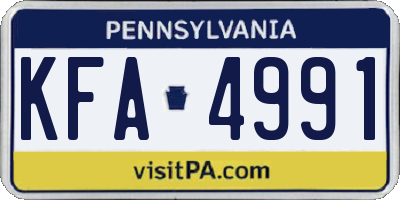 PA license plate KFA4991