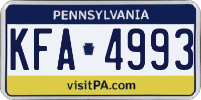 PA license plate KFA4993