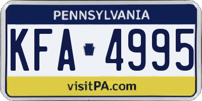 PA license plate KFA4995