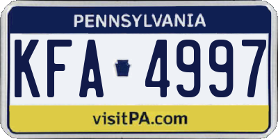 PA license plate KFA4997