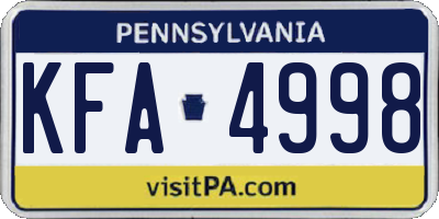 PA license plate KFA4998