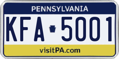 PA license plate KFA5001