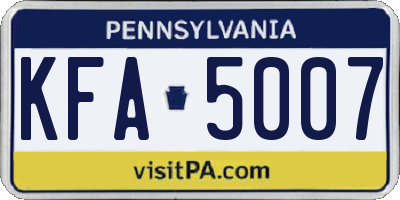 PA license plate KFA5007