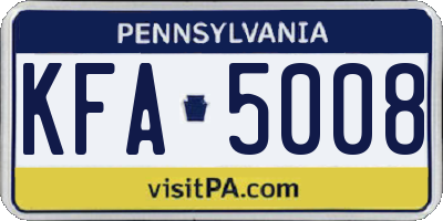 PA license plate KFA5008