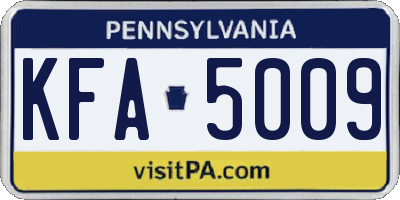 PA license plate KFA5009