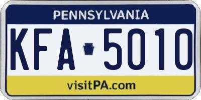 PA license plate KFA5010