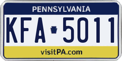 PA license plate KFA5011