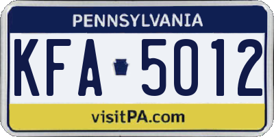 PA license plate KFA5012