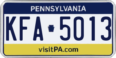 PA license plate KFA5013