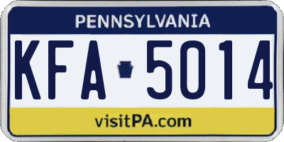 PA license plate KFA5014