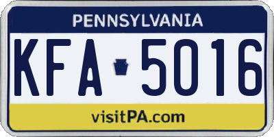 PA license plate KFA5016