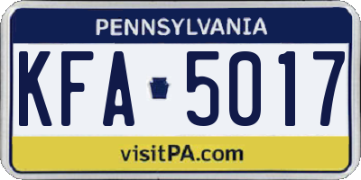 PA license plate KFA5017