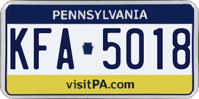 PA license plate KFA5018