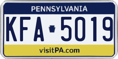 PA license plate KFA5019